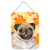Carolines Treasures  BB9979DS1216 Fawn Pug Fall Wall or Door Hanging Prints, Yel