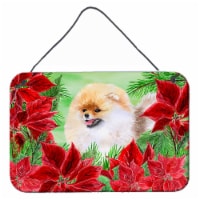 Carolines Treasures  CK1330DS812 Pomeranian Poinsettas Wall or Door Hanging Prin