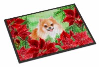 Carolines Treasures CK1363JMAT Pomeranian #2 Poinsettas Doormat 24x36