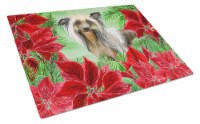Carolines Treasures CK1307LCB Chinese Crested Poinsettas Glass Cutting Board La