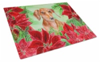 Carolines Treasures  CK1355LCB Red Dachshund Poinsettas Glass Cutting Board Larg