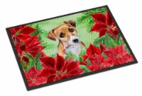 Jack Russell Terrier #2 Poinsettas Indoor or Outdoor Mat 18x27