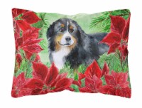 Bernese Mountain Dog Poinsettas Canvas Fabric Decorative Pillow