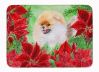 Carolines Treasures  CK1330RUG Pomeranian Poinsettas Machine Washable Memory Foa