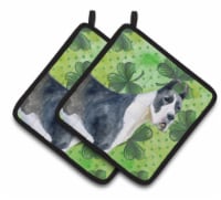 Harlequin Great Dane St Patrick's Pair of Pot Holders, Green
