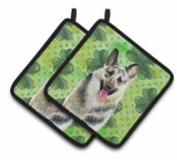 East-European Shepherd St Patrick's Pair of Pot Holders, Green