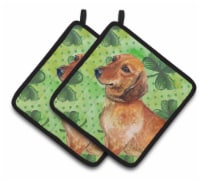 Carolines Treasures  BB9826PTHD Dachshund St Patrick's Pair of Pot Holders, Gree