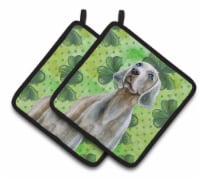 Carolines Treasures  BB9848PTHD Weimaraner St Patrick's Pair of Pot Holders, Gre