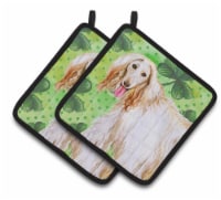 Carolines Treasures  BB9876PTHD Afghan Hound St Patrick's Pair of Pot Holders, G