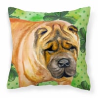 Carolines Treasures  BB9835PW1818 Shar Pei St Patrick's Fabric Decorative Pillow
