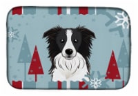 Carolines Treasures BB1737DDM Winter Holiday Border Collie Dish Drying Mat