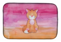 Carolines Treasures  BB7354DDM Orange Cat Watercolor Dish Drying Mat