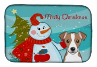 Carolines Treasures BB1880DDM Snowman with Jack Russell Terrier Dish Drying Mat