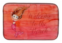 Carolines Treasures BB8516DDM Mermaid Welcome Red Dish Drying Mat