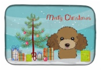 Carolines Treasures BB1628DDM Christmas Tree and Chocolate Brown Poodle Dish Dr