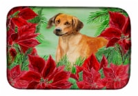 Carolines Treasures  CK1324DDM Rhodesian Ridgeback Poinsettas Dish Drying Mat