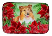 Carolines Treasures  CK1367DDM Sheltie Poinsettas Dish Drying Mat