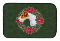 Carolines Treasures CK1516DDM Fox Terrier Poinsetta Wreath Dish Drying Mat