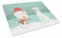 Carolines Treasures CK2034LCB White Boxer and Snowman Christmas Glass Cutting B