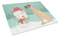 Fawn Natural Great Dane Snowman Christmas Glass Cutting Board Large