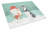 Carolines Treasures CK2046LCB Siberian Husky Snowman Christmas Glass Cutting Bo