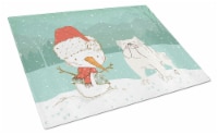 White English Bulldog Snowman Christmas Glass Cutting Board Large