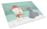 Lakeland Terrier Snowman Christmas Glass Cutting Board Large