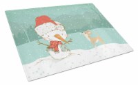Carolines Treasures CK2081LCB Tan Chihuahua Snowman Christmas Glass Cutting Boa