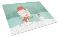 Jack Russell Terrier Snowman Christmas Glass Cutting Board Large