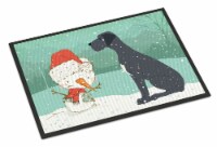 Black Great Dane and Snowman Christmas Indoor or Outdoor Mat 18x27