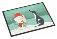 Carolines Treasures CK2044MAT Black Greyhound Snowman Christmas Doormat 18x27
