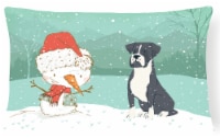 Black Boxer and Snowman Christmas Canvas Fabric Decorative Pillow