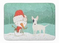 White Spot Bull Terrier Snowman Christmas Machine Washable Memory Foam Mat