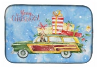 Absorbent Dish Drying Mat for Kitchen Counter Merry Christmas Welsh Terrier Dish