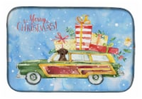 Merry Christmas Chocolate Labrador Retriever Dish Drying Mat