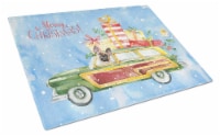 Merry Christmas Fawn French Bulldog Glass Cutting Board Large
