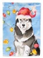 Carolines Treasures  CK2484CHF Christmas Lights Alaskan Malamute Flag Canvas Hou