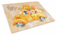 Fall Harvest Black Labrador Retriever Glass Cutting Board Large