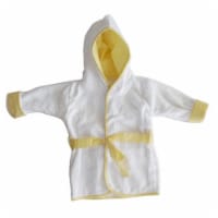 Terry Hooded Bath Robe with Pastel Trim & Applique, Yellow - One Size