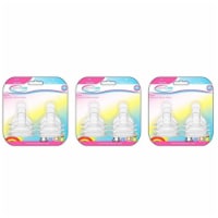 3-6 Months, Wide Neck Silicone Nipple - 6 Pack