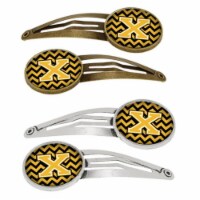 Letter X Chevron Black & Gold Barrettes Hair Clips, Set of 4