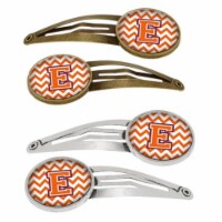 Letter E Chevron Orange & Regalia Barrettes Hair Clips, Set of 4