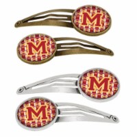 Letter M Football Cardinal & Gold Barrettes Hair Clips, Set of 4
