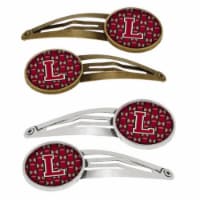 Letter L Football Garnet & Gold Barrettes Hair Clips, Set of 4