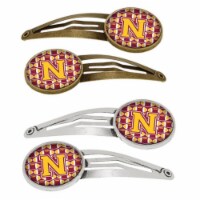 Letter N Football Maroon & Gold Barrettes Hair Clips, Set of 4