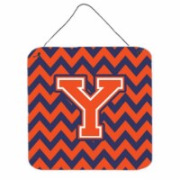 Letter Y Chevron Orange & Blue Wall or Door Hanging Prints, 6 x 0.02 x 6 in.