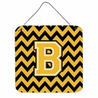 Letter B Chevron Black & Gold Wall or Door Hanging Prints, 6 x 0.02 x 6 in.