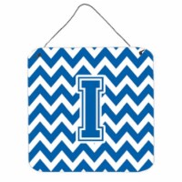 Letter I Chevron Blue & White Wall or Door Hanging Prints, 6 x 0.02 x 6 in.