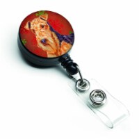 Airedale Red & Green Snowflakes Holiday Christmas Retractable Badge Reel