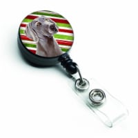 Weimaraner Candy Cane Holiday Christmas Retractable Badge Reel